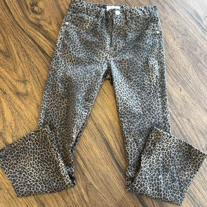 Frame Le Crop Mini Coated Bootcut Jeans in Leopard-Size 25